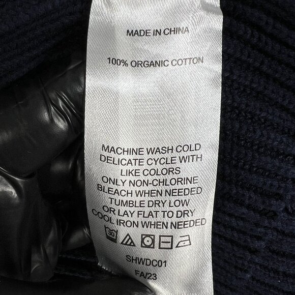 Quince Womens L Navy Organic Cotton Oversized Cardigan Ribbed Knit Open Front - Picture 15 of 16